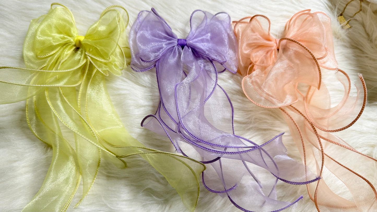 Colourful organza bow pins