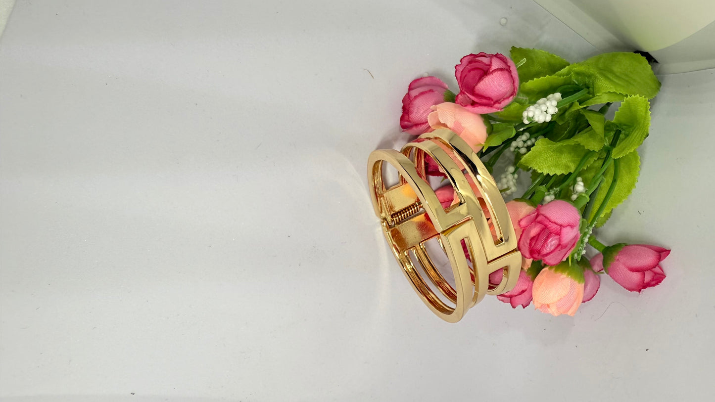 Geometric Luxe Gold Cuff Bracelet
