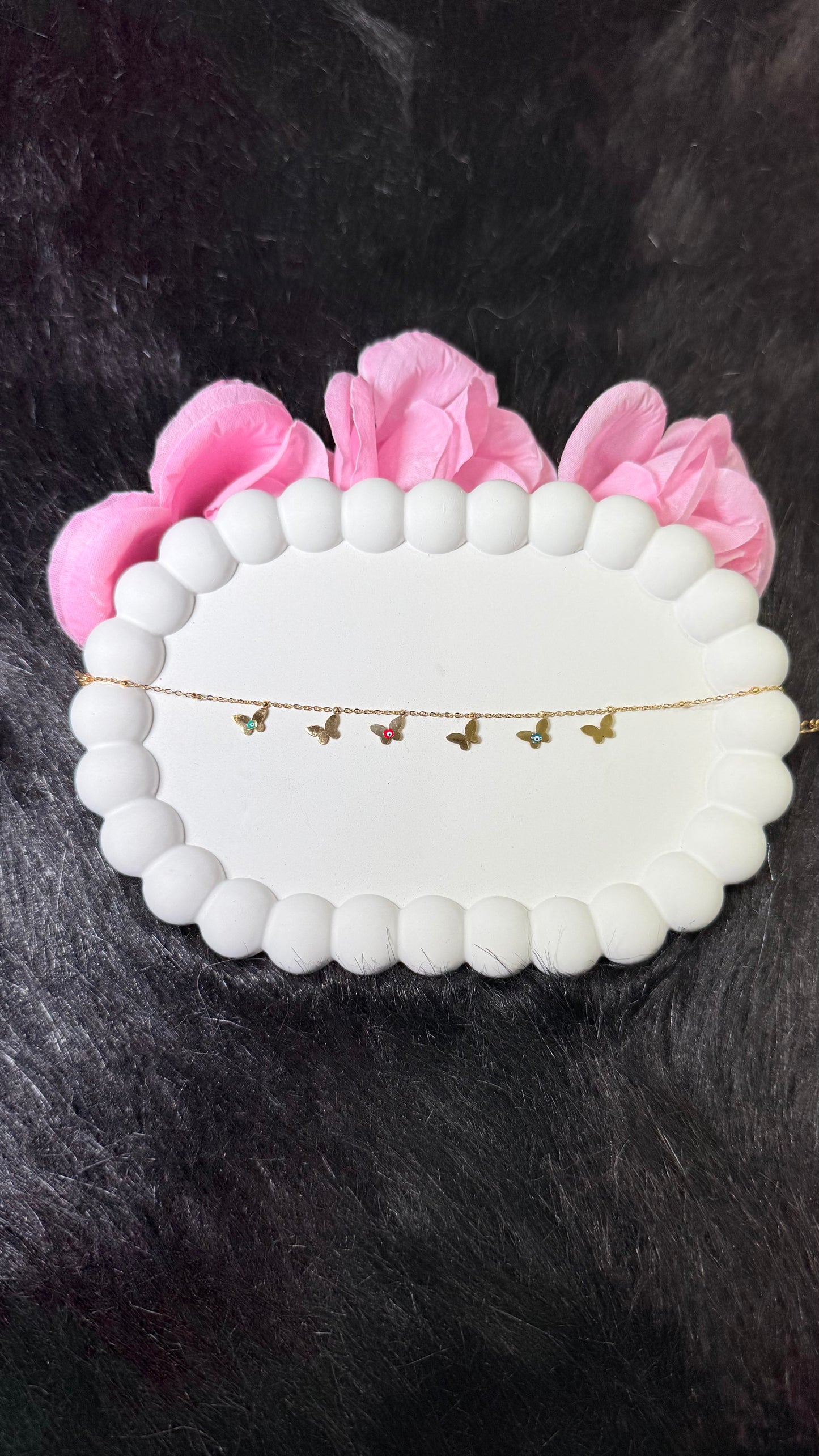 Gold Butterfly Charm Bracelet with Colorful Beads