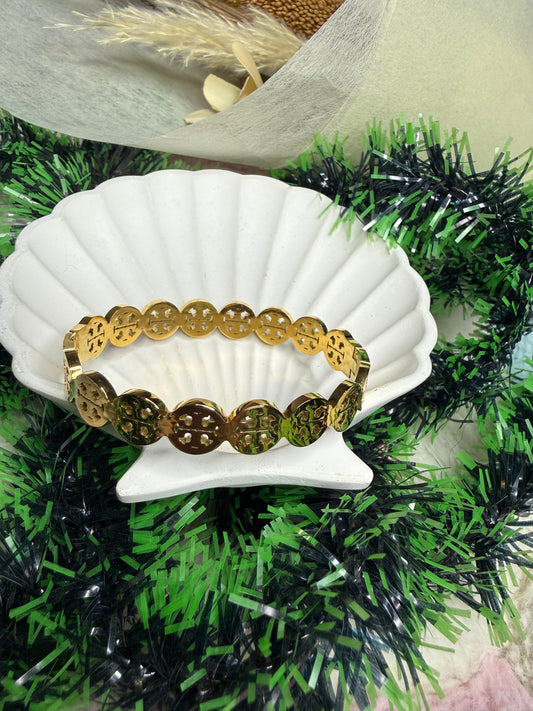 Golden Clover Link Bracelet