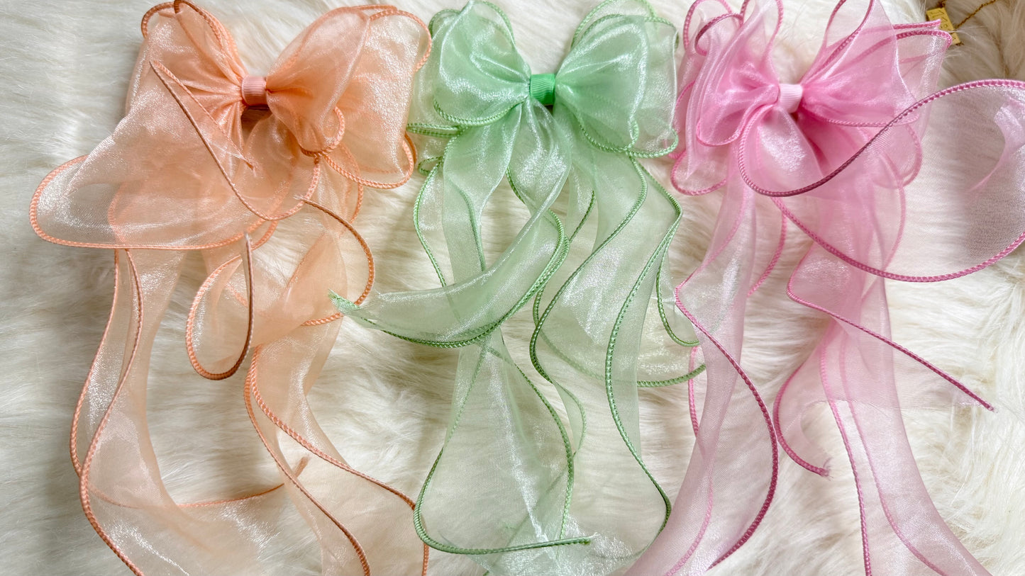 Colourful organza bow pins