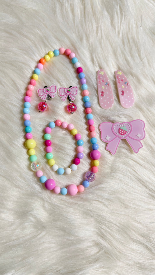 Kids Colorful Beaded Jewelry Set - Girls Accessories Kit