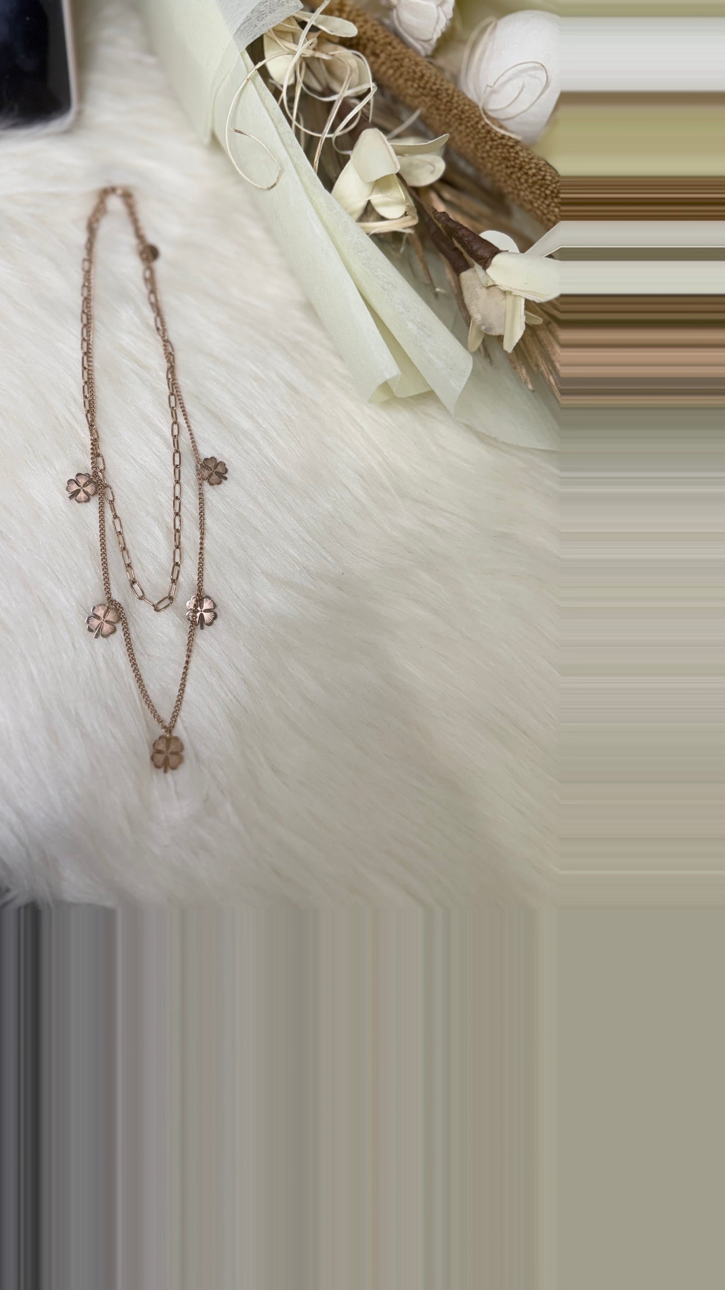 Delicate Layered Flower Charm Necklace