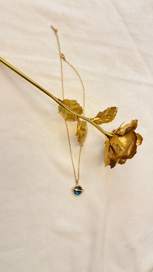 Blue gemstone pendant chain