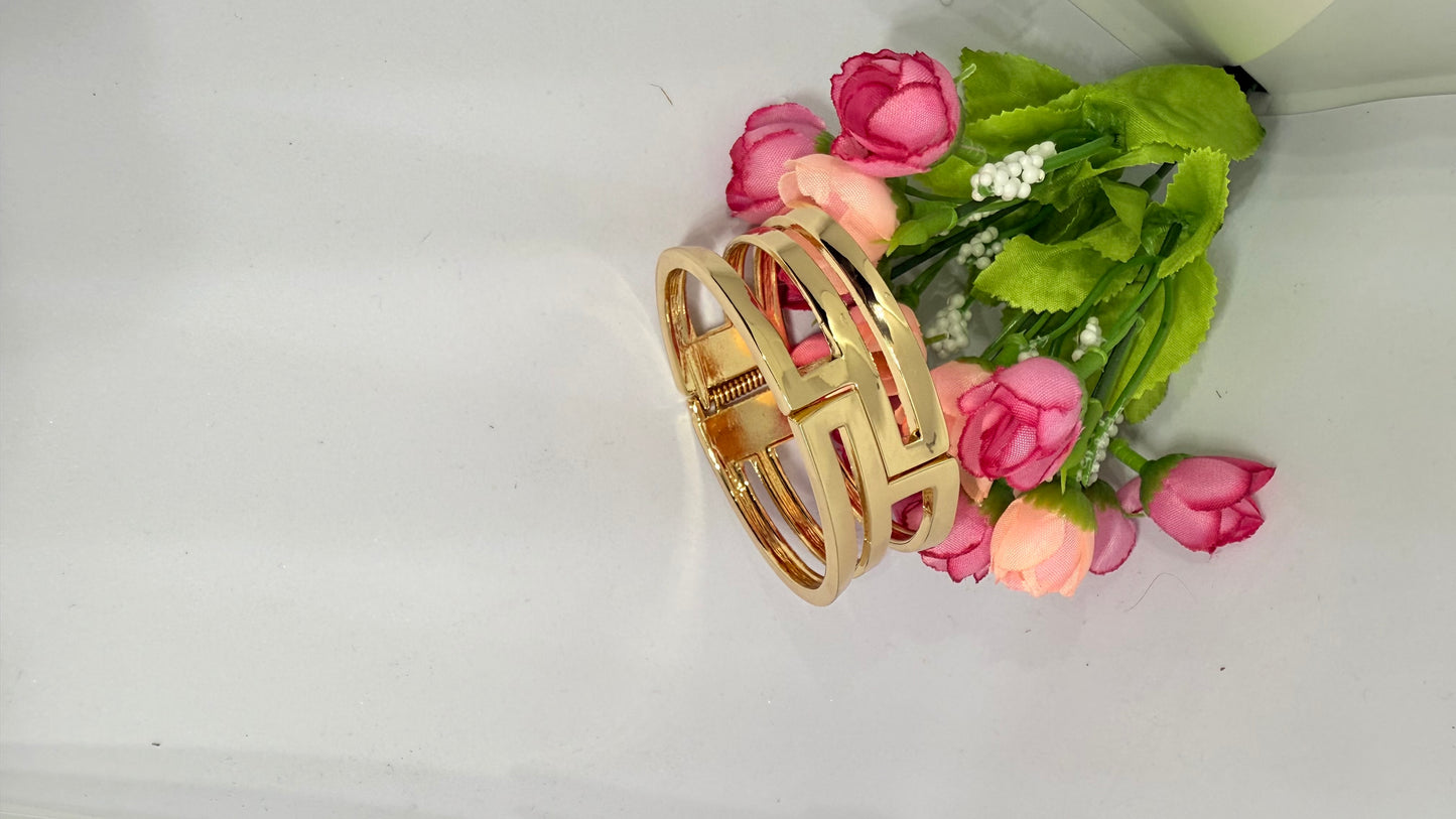 Geometric Luxe Gold Cuff Bracelet