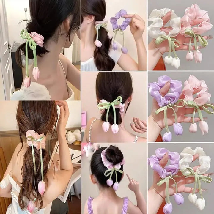 Tulip flower scrunchies